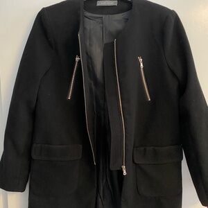 Suzy Shier Black Zip‑Front Coat – Women’s Medium